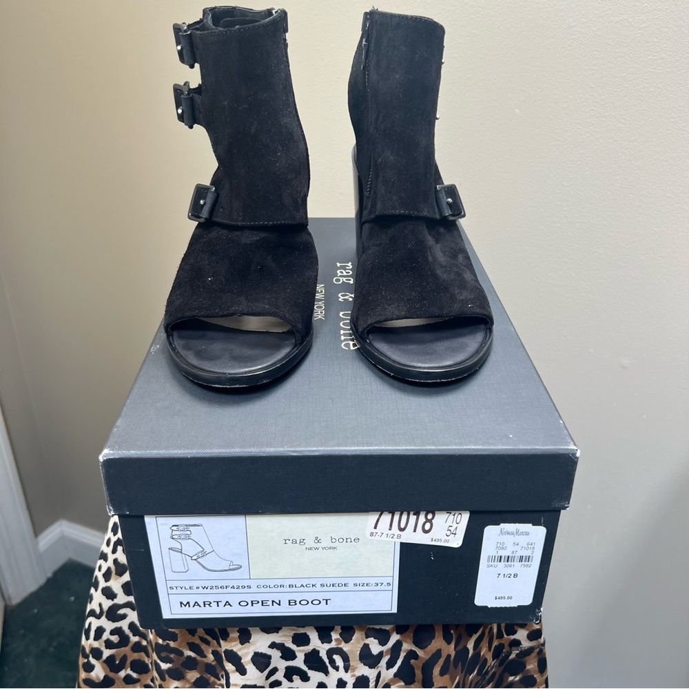 Rag & Bone Suede Marta Open Toe Bootie 7.5 - image 2